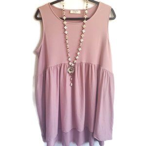 Plus Size Tank Sleeveless Summer Flowy Buttery Soft Jersey Rose 1X